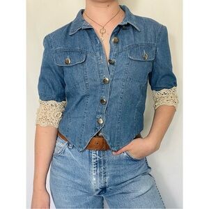 Lucia Lukken | Vintage 90s Western Denim Button Down Half-Sleeve Blouse